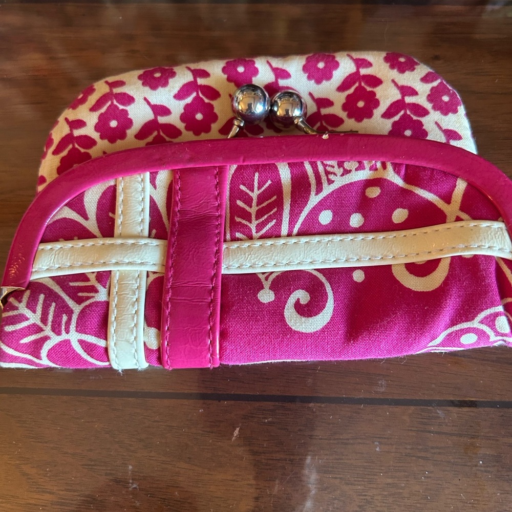 Vera Bradley Pink and Cream Clutch